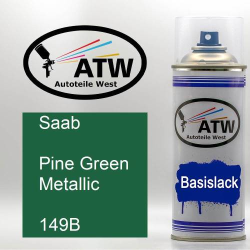 Saab, Pine Green Metallic, 149B: 400ml Sprühdose, von ATW Autoteile West.